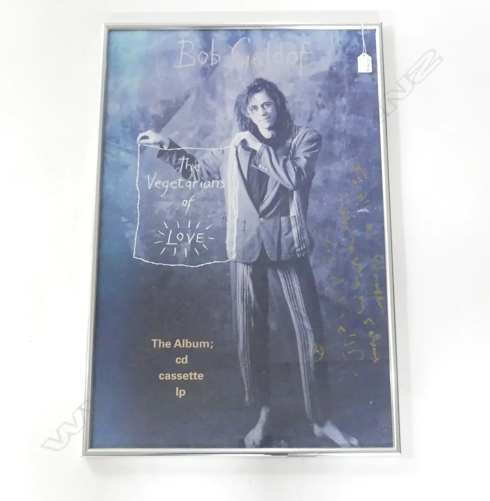 BOB GELDOF The Vegetarians of Love SIGNED POSTER 'To All at Polygram..' 725 x 425mm Image 1++