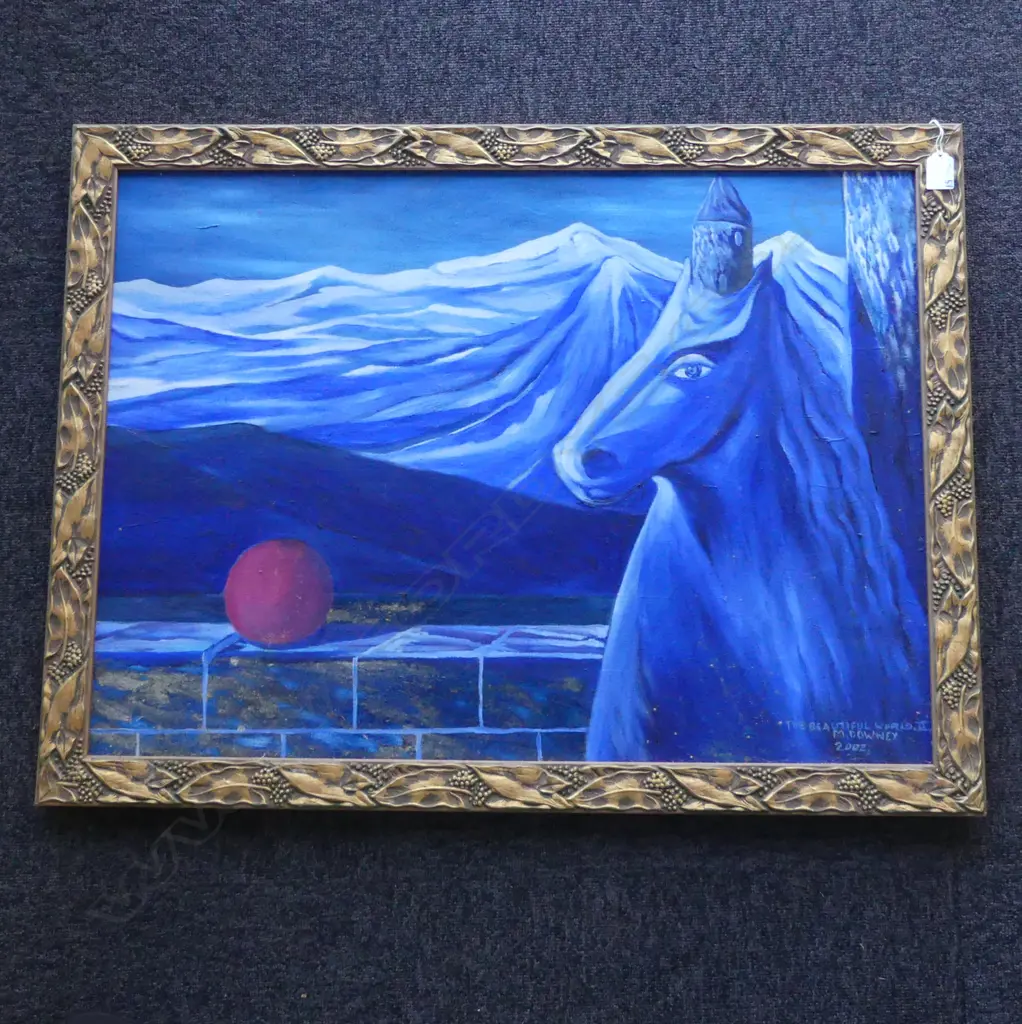 MICHAEL DOWNEY 'THE BEAUTIFUL WORLD' ACRYLIC ON BOARD, 2002 540x740mm Image 1++