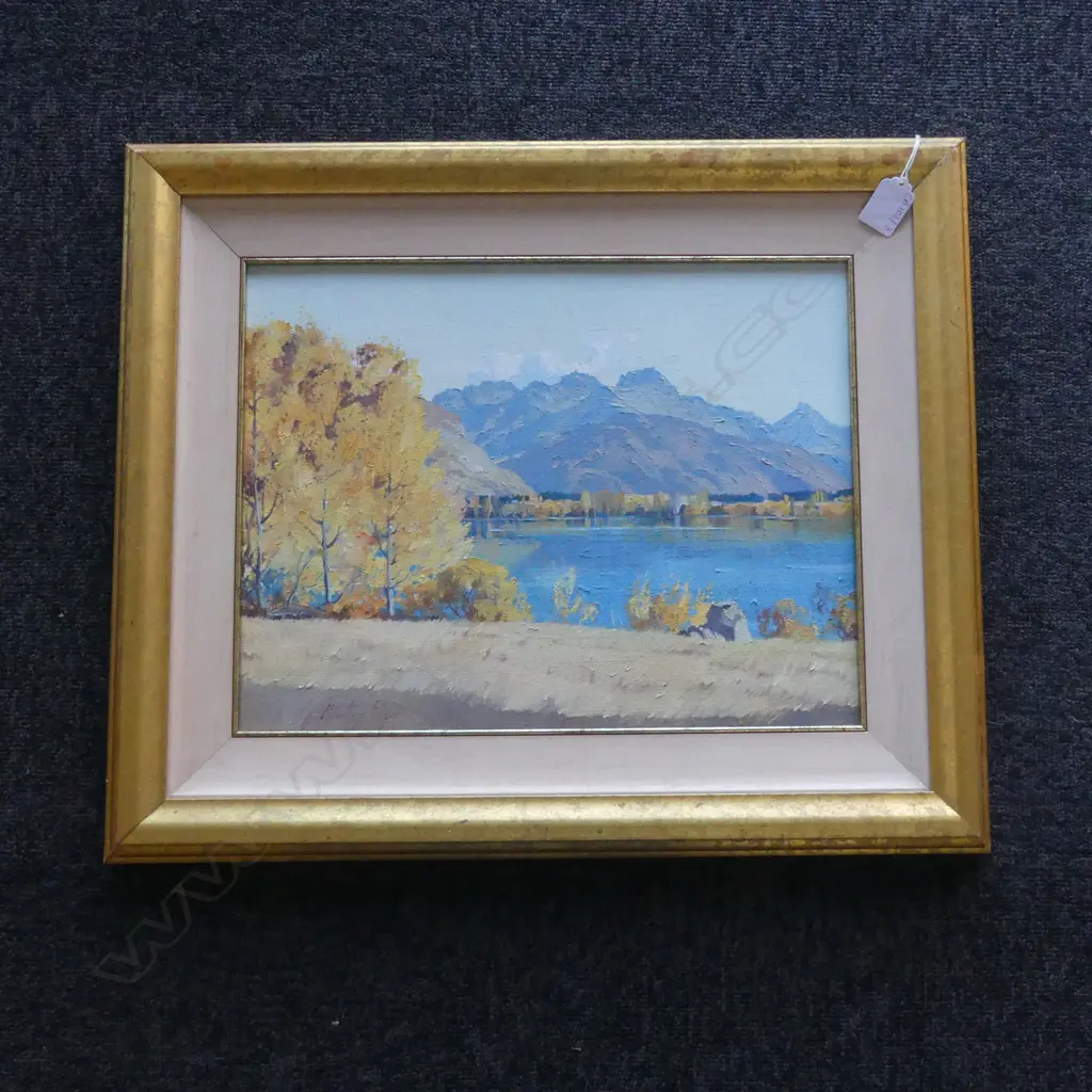 J. D. CHARLTON EDGAR, LAKE SCENE, OIL ON BOARD 300x390mm Image 1++