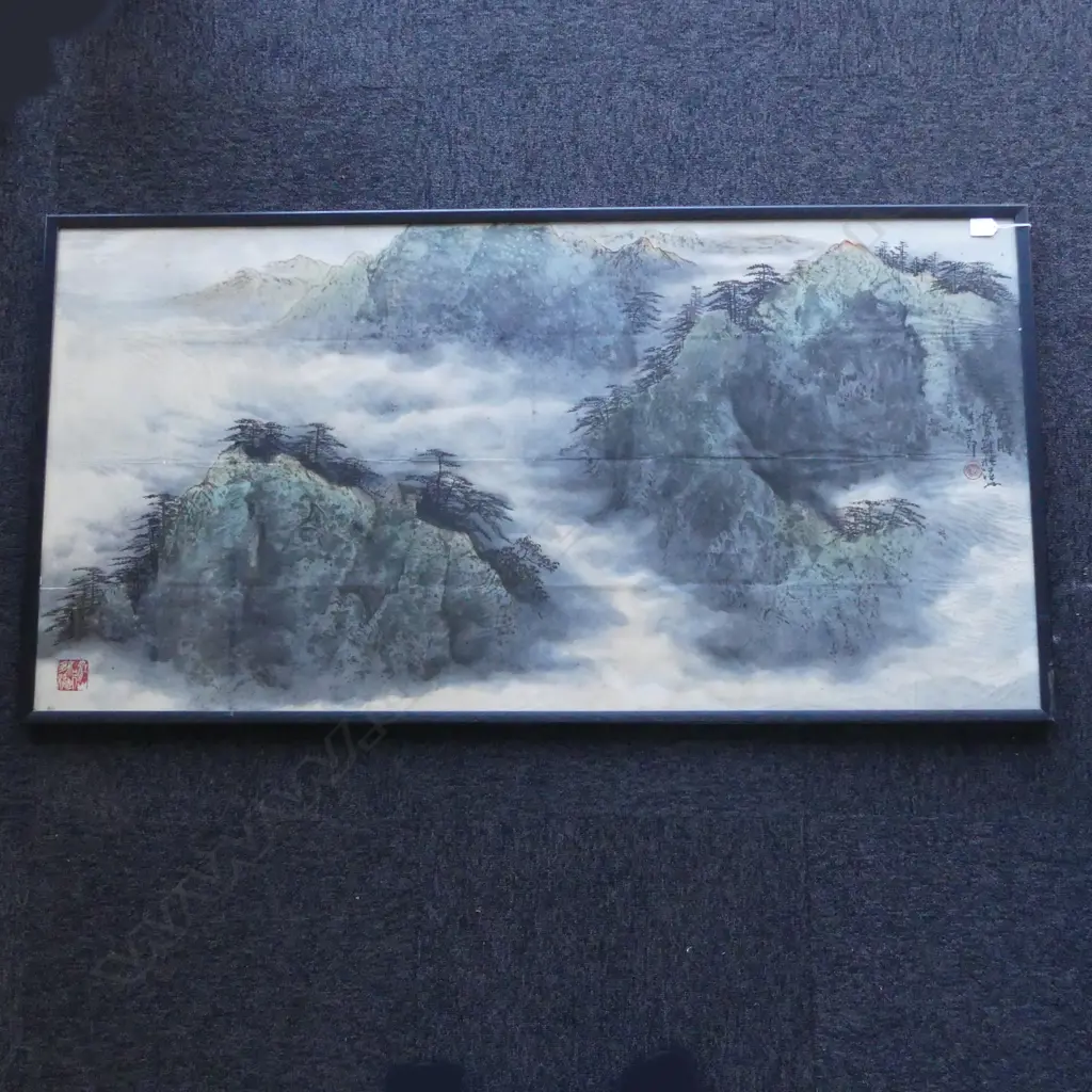 EARLY 20THC CHINESE WATERCOLOUR, MOUNTAIN & RIVER, 650 x 1300mm Image 1++