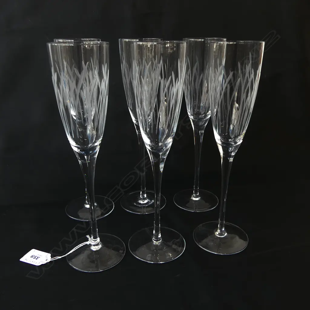 6 TALL ETCHED CHAMPGNE FLUTES H255MM Image 1++