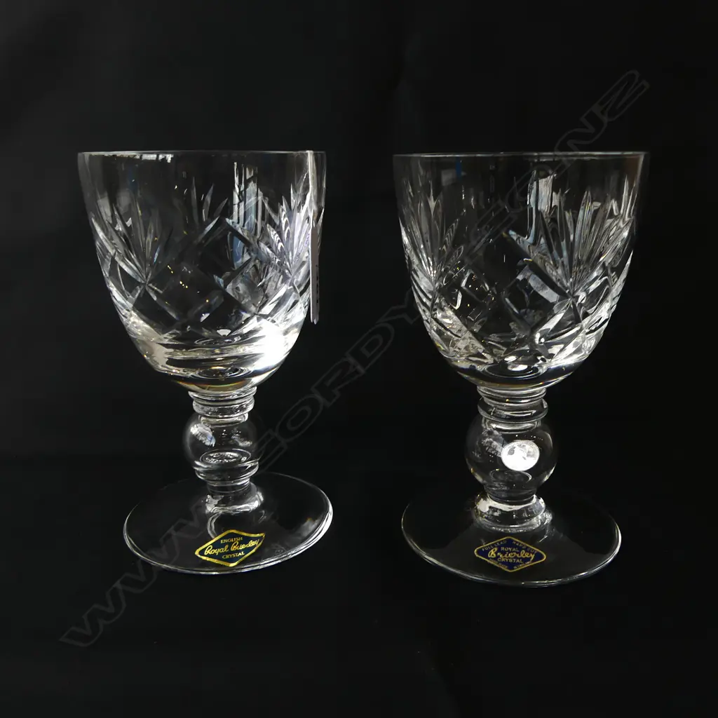 PAIR OF ROYAL BRIERLEY LARGE CRYSTAL COIN GOBLETS W. BOXES & LTD. ED. CERTIFICATES, H.148MM Image 1++