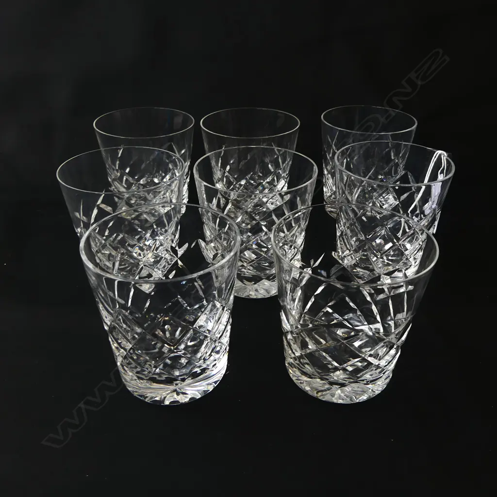 SET OF 8 VINTAGE CUT CRYSTAL WHISKY GLASSES, H.80MM D.70MM Image 1++