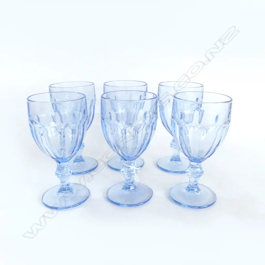 SET OF AMERICAN BLUE DEPPRESION GLASS MILKSHAKE SUNDAES H170MM Image 1++
