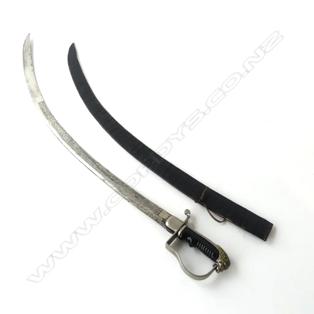 ETHIOPIAN / ABYSSINIAN SWORD MENELIK II 1885 - 1913 (WITH LEATHER SCABBARD) L.995mm Image 1++