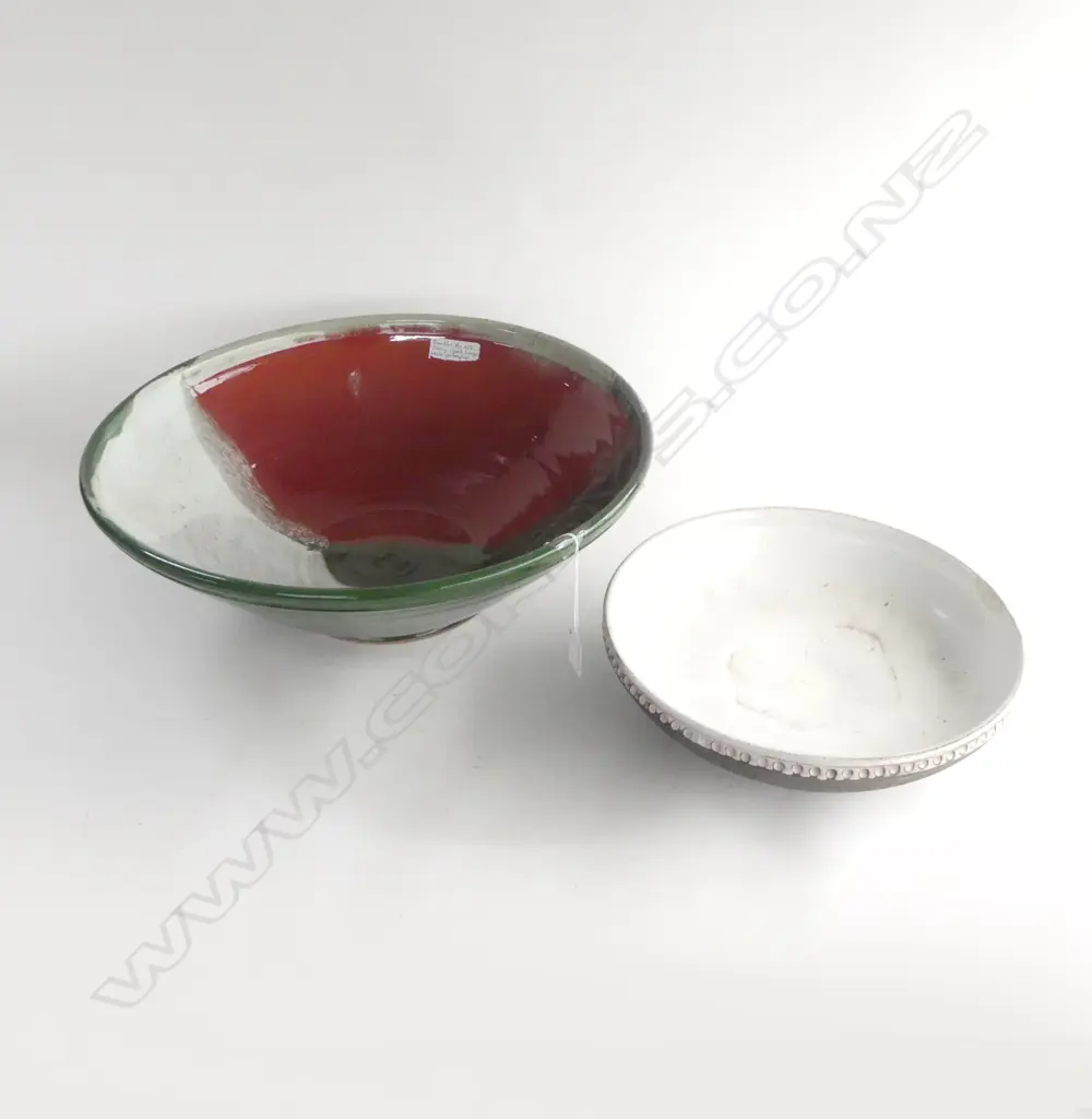 2 LG STUDIO POTTERY BOWLS 445, 300mm dia (SMALLER REPAIRED) Image 1++