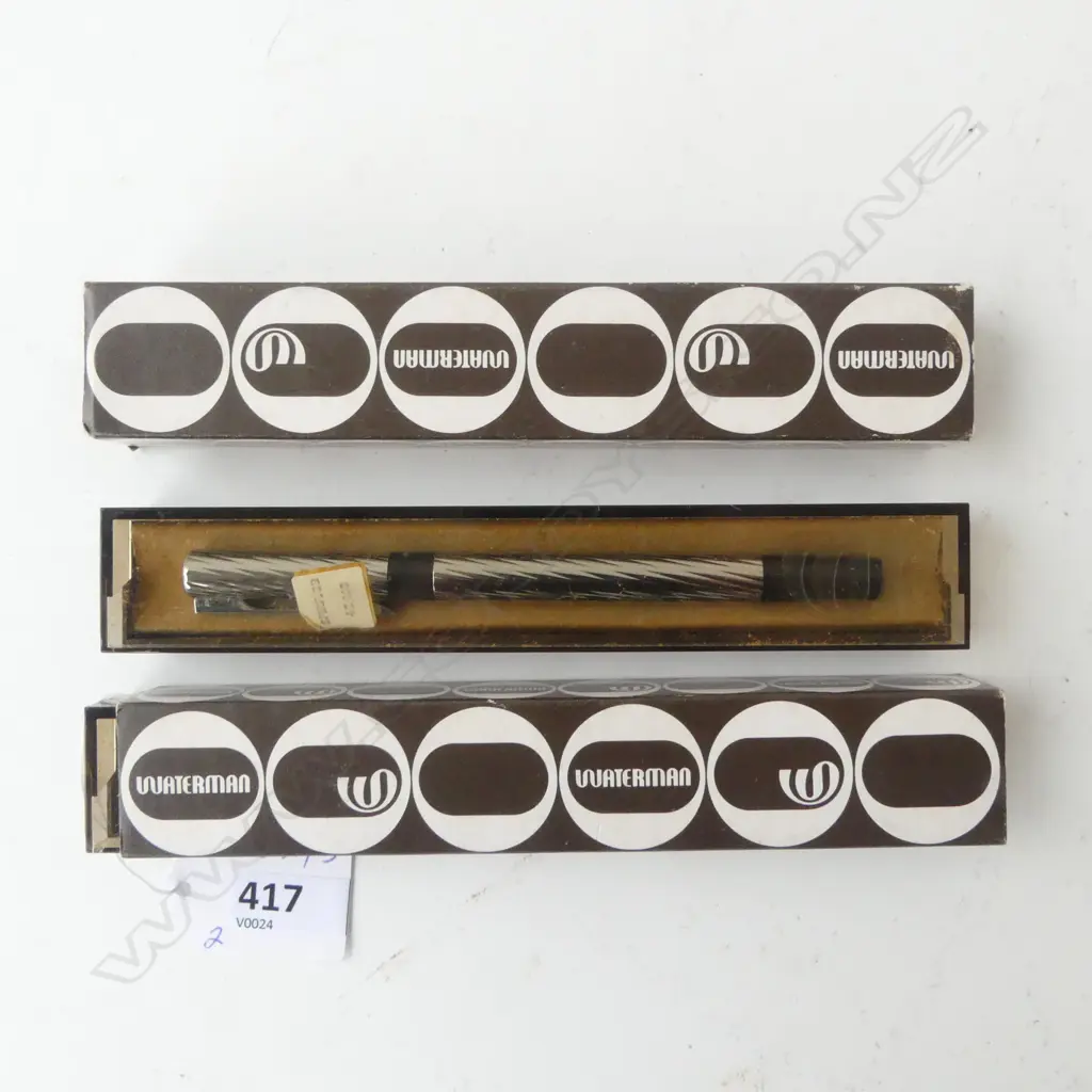 TWO VINTAGE WATERMAN FIBRE NIB PENS IN CASES UNUSED Image 1++
