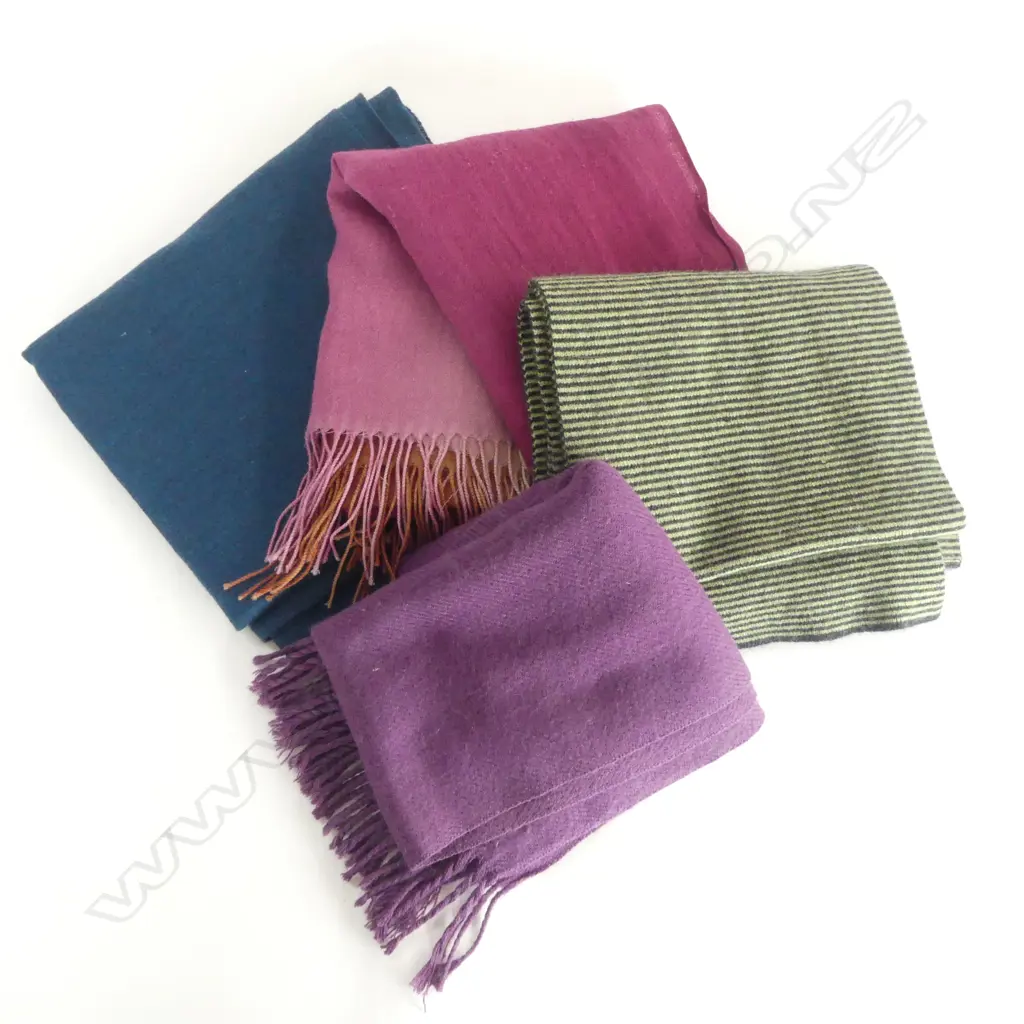 4 KASHMIRI WOOL SCARFS VARIOUS SIZES Image 1++