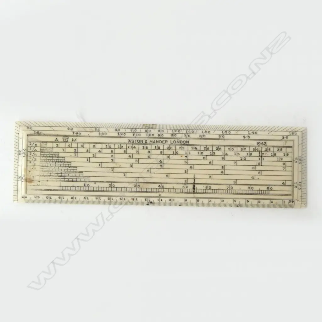 VICTORIAN IVORY PROTRACTOR RULE ‘ASHTON & MANDER LONDON’, L.157MM W.42MM Image 1++