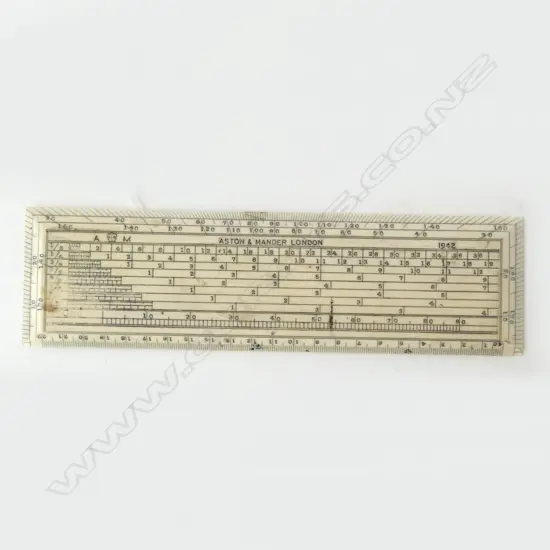 VICTORIAN IVORY PROTRACTOR RULE ‘ASHTON & MANDER LONDON’, L.157MM W.42MM