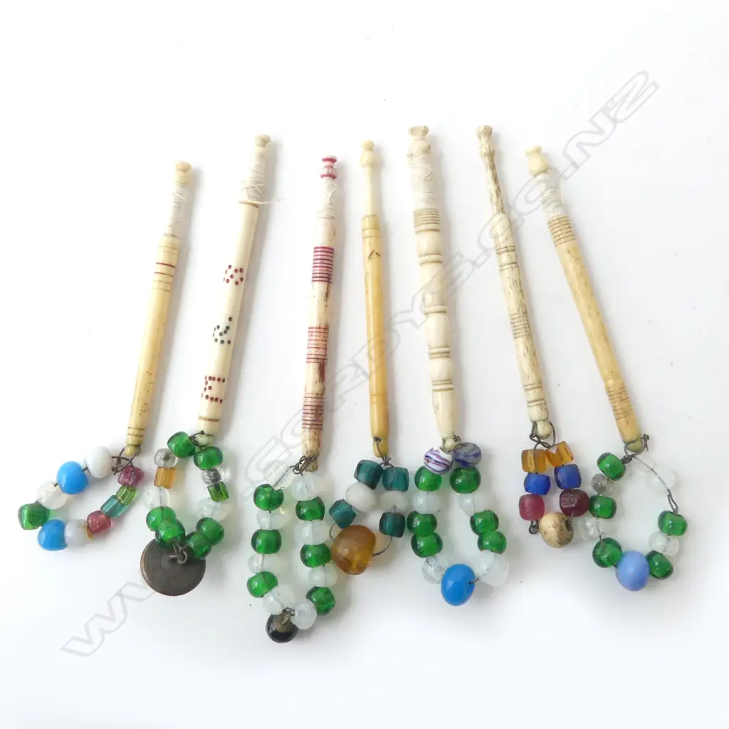 19TH C. SEVEN BONE LACE MAKERS BOBBINS , L.130MM Image 1++