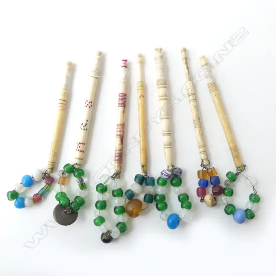 19TH C. SEVEN BONE LACE MAKERS BOBBINS , L.130MM