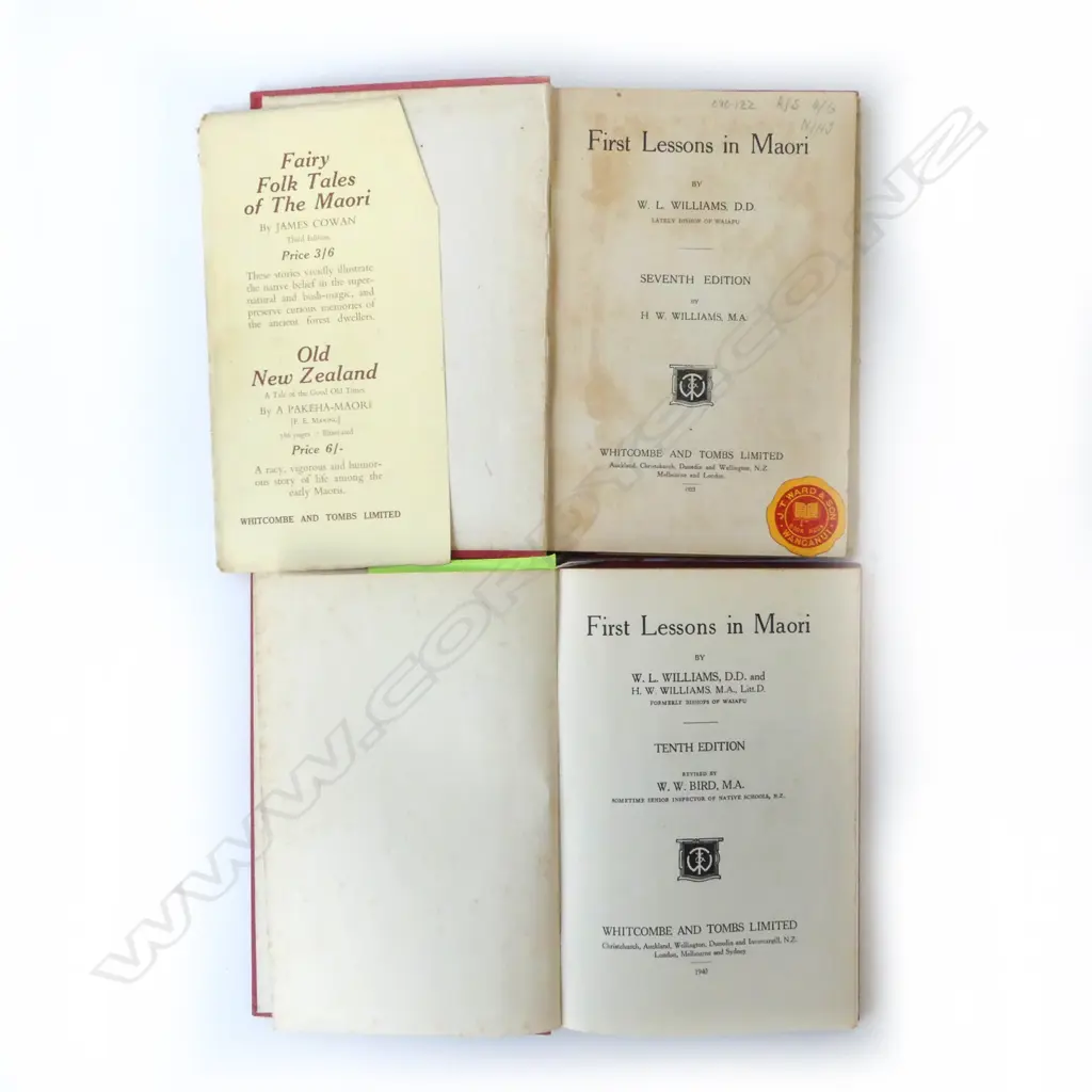 TWO BOOKS ‘FIRST LESSONS IN MAORI’ WHITCOMBE AND TOMBS 1923 & 1940 Image 1++
