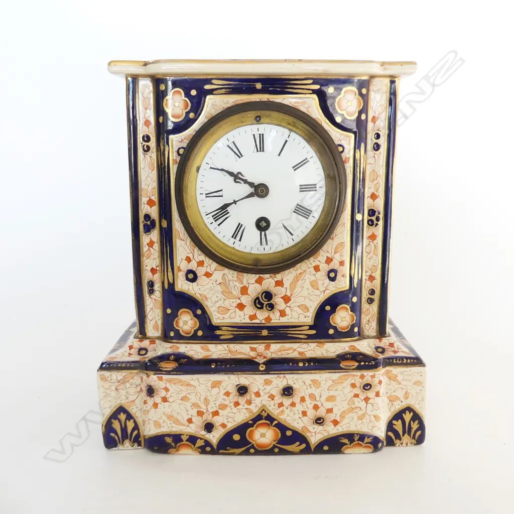 LATE 19thC CERAMIC IMARI MANTLE CLOCK H.260mm Image 1++