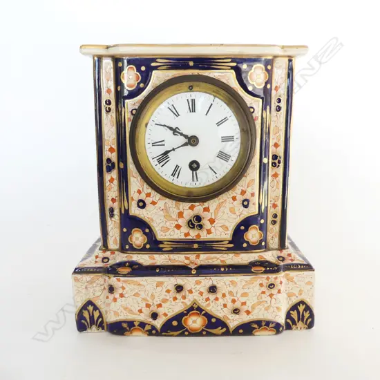 LATE 19thC CERAMIC IMARI MANTLE CLOCK H.260mm