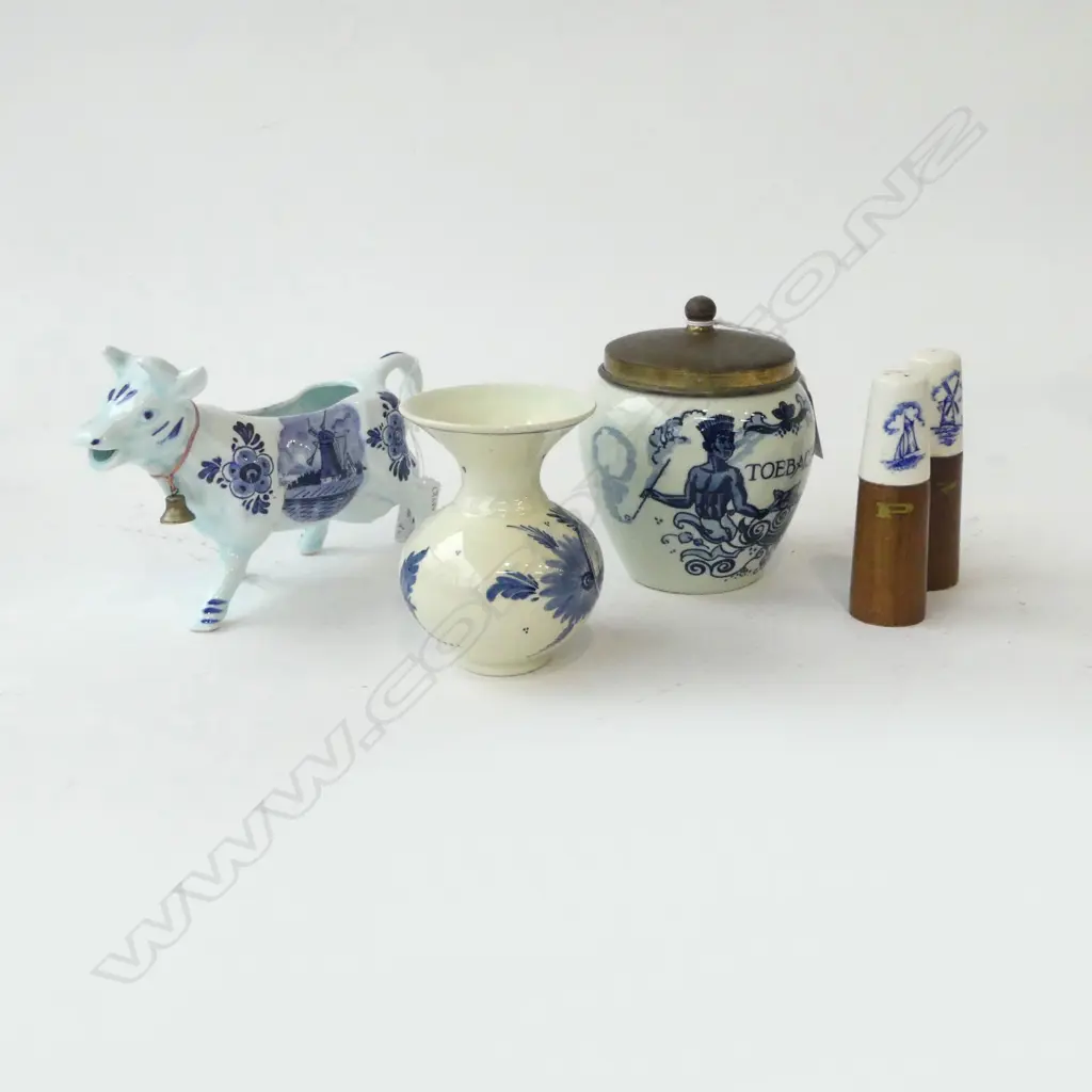 4PCS DELFT & DUTCH CHINA JUG L180MM VASE JAR & CONDIMENTS Image 1++