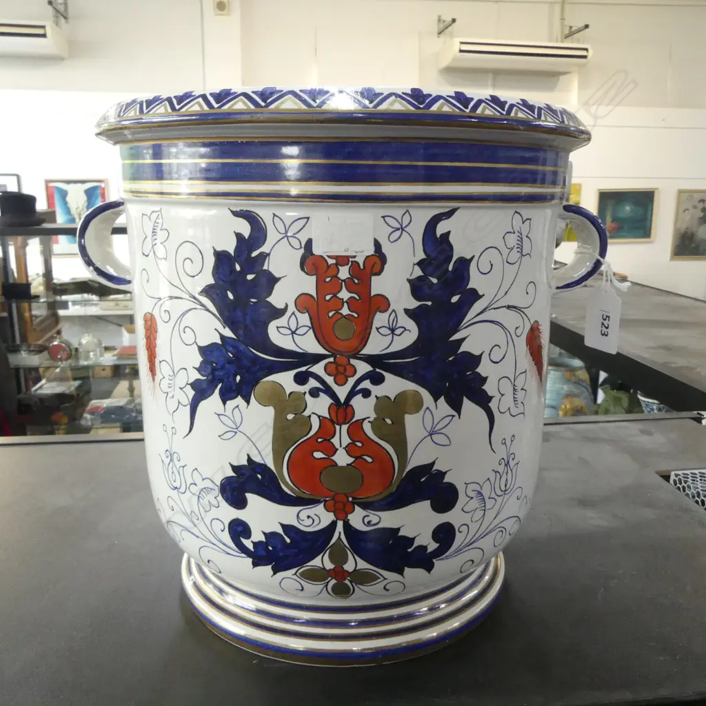 LARGE ITALIAN MAJOLICA JARDINEER IMARI PAT H270 DIA260MM Image 1++