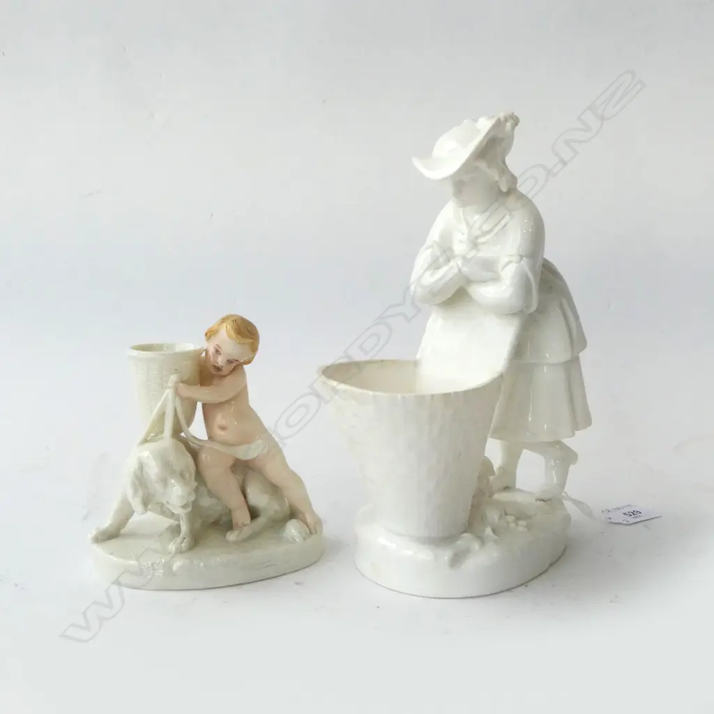 2 WHITE PORCELAIN VASES; MINTONS H.230mm & ROYAL WORCESTER H.130mm Image 1++