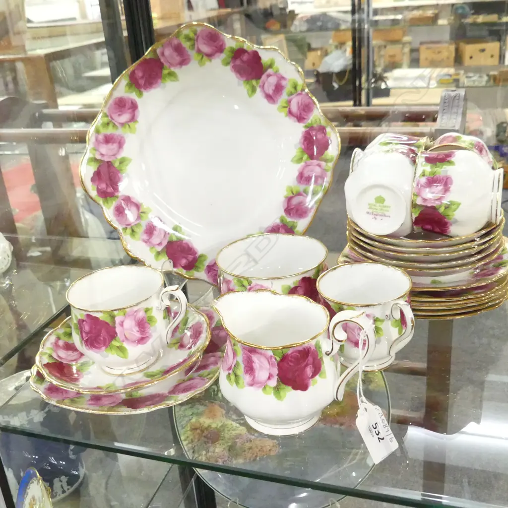 R/A ENGLISH ROSE TEASET 6CSP C/SUGAR & SANDWICH PLATE Image 1++
