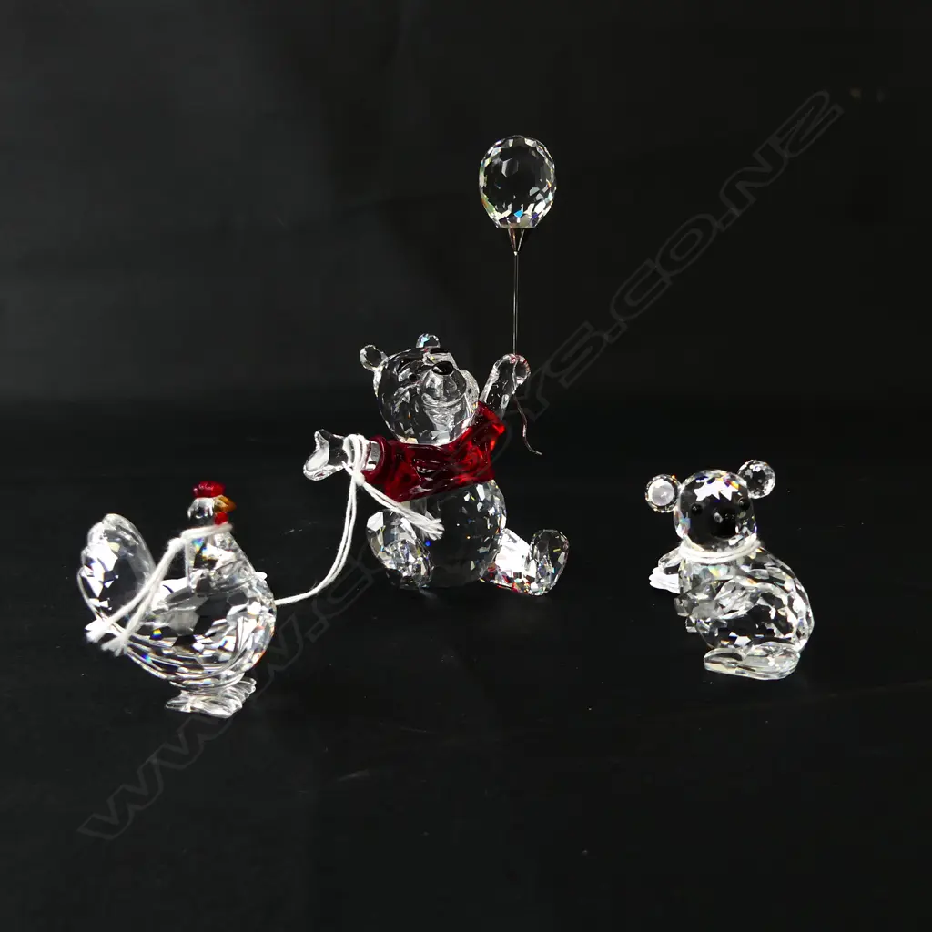 TRIO SWAROVSKI ORNAMENTS, POOH BEAR H.110mm KOALA BEAR & HEN Image 1++