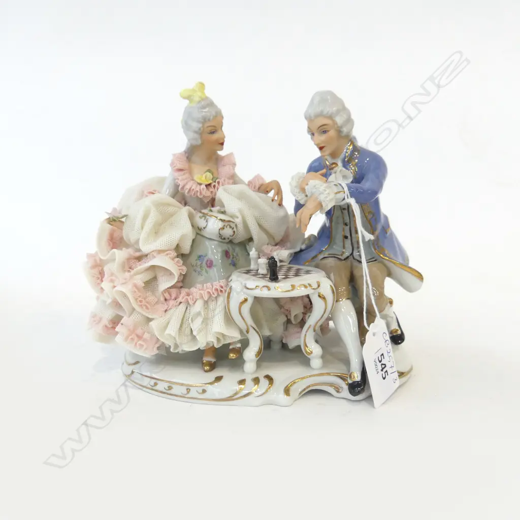 DRESDEN COUPLE; CHESS GAME H.150mm Image 1++