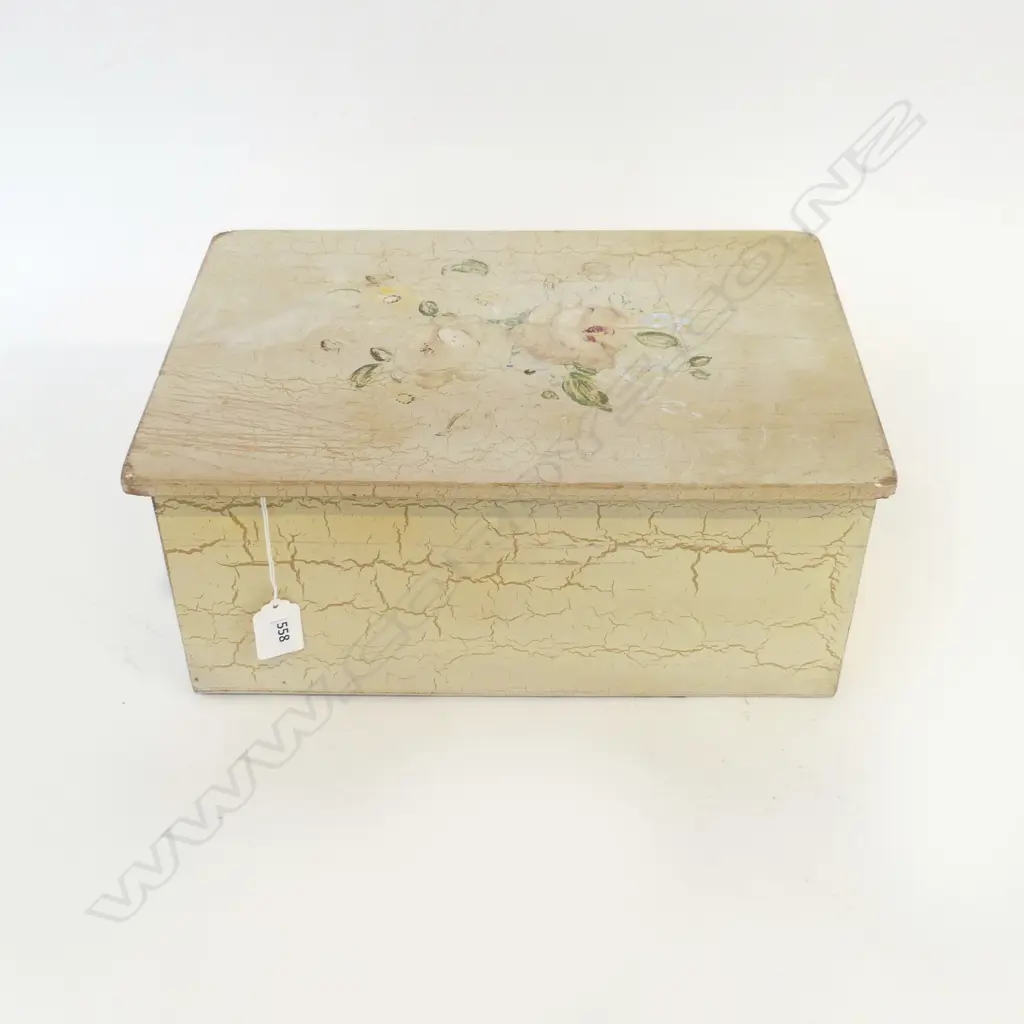 1940S SCUMBLED PAINTED SEWING BOX & CONTENTS L360 H160MM Image 1++