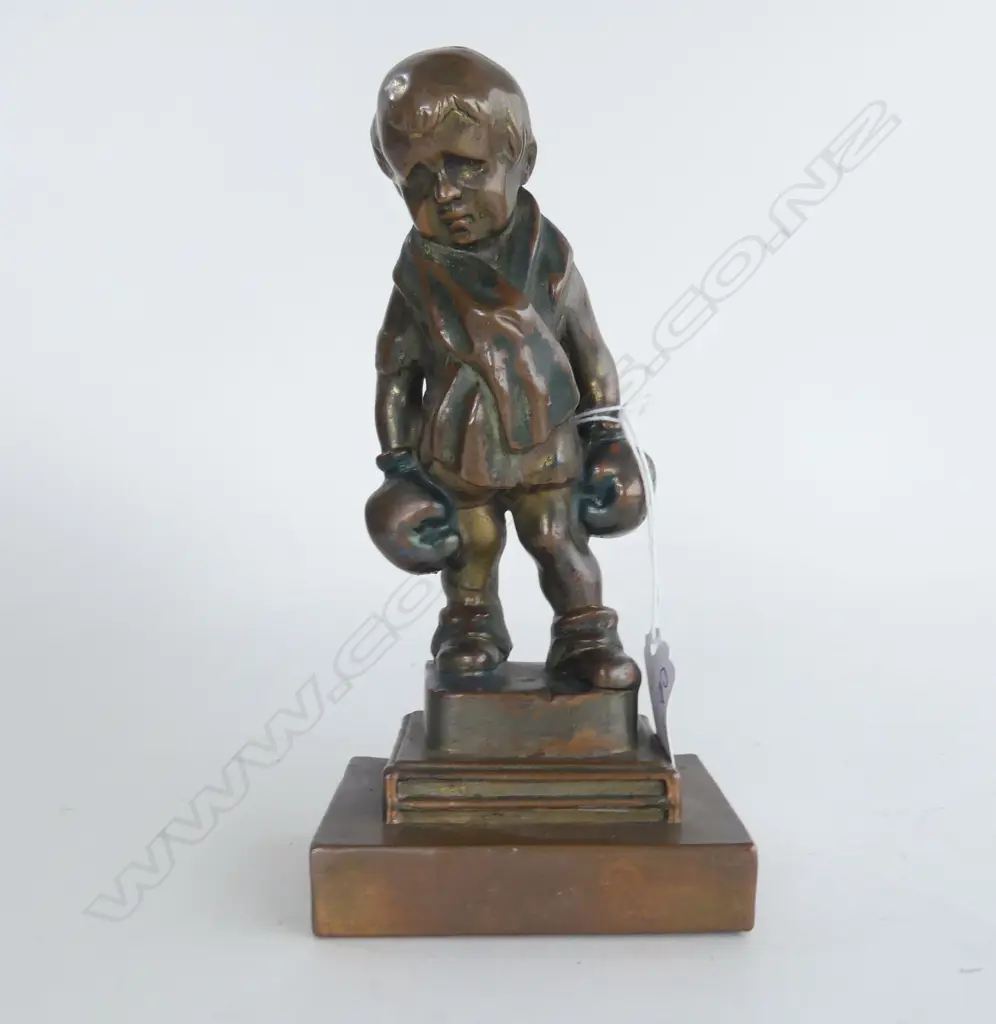 BRONZE FIGURINE BOXER BOY ON PLINTH, H.180mm Image 1++