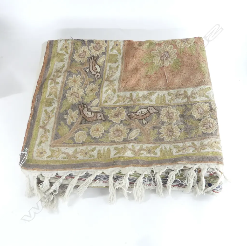 VINTAGE KASHMIRI HAND STITCHED BIRD RUG L1430 W850MM Image 1++
