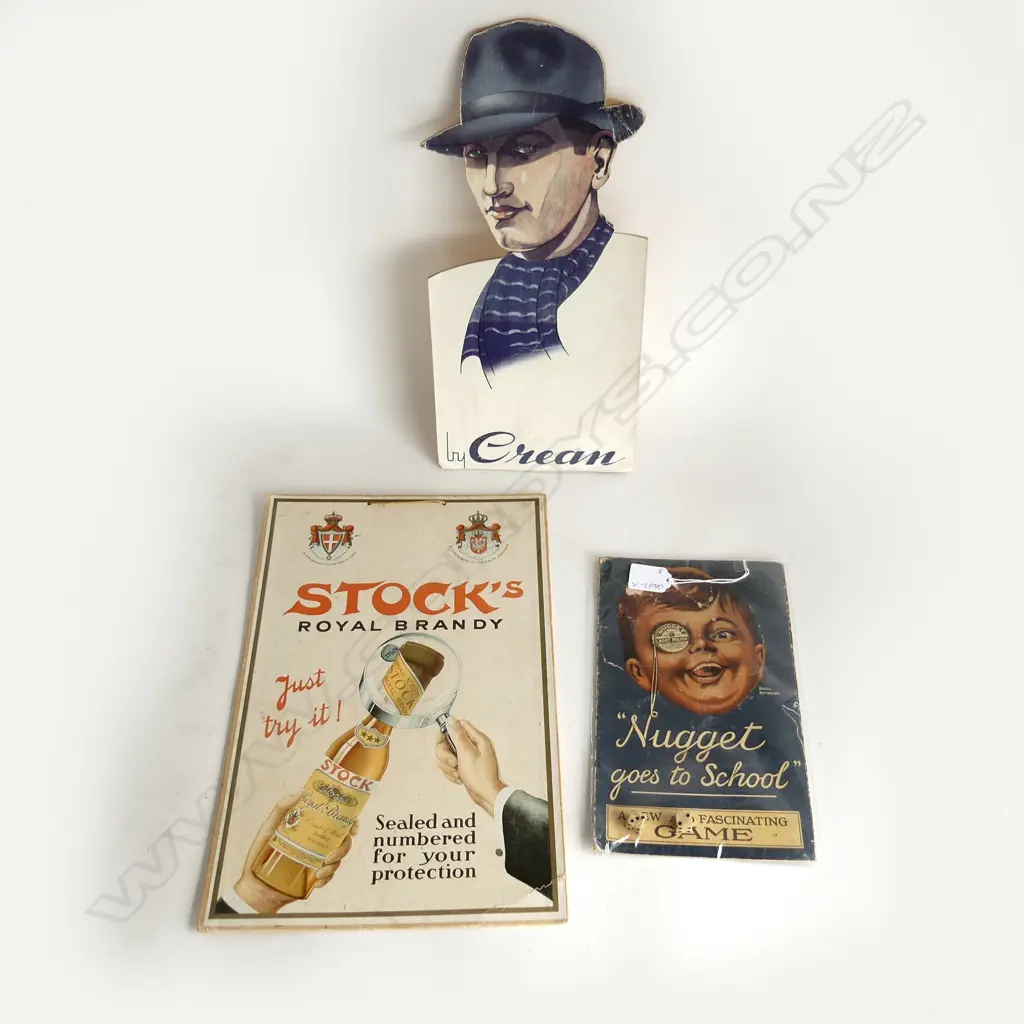 2 VINTAGE SHOP SIGNS & 'NUGGET GOES TO SCHOOL' GAME w DICE Image 1++