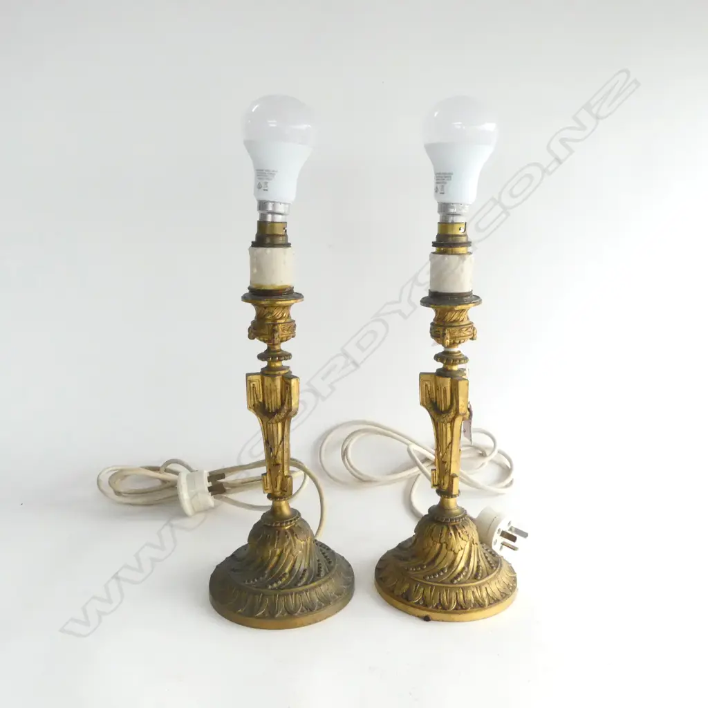 PR VINTAGE FRENCH ORMULU CANDLSTICKS CONVERTED OT ELECTRICITY H270MM Image 1++