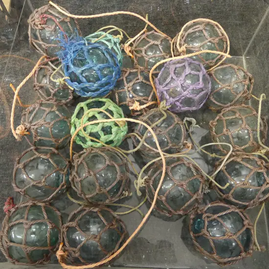 20 OLD GLASS BALL FISHING FLOATS (NOT CONTAINER) 80mm dia