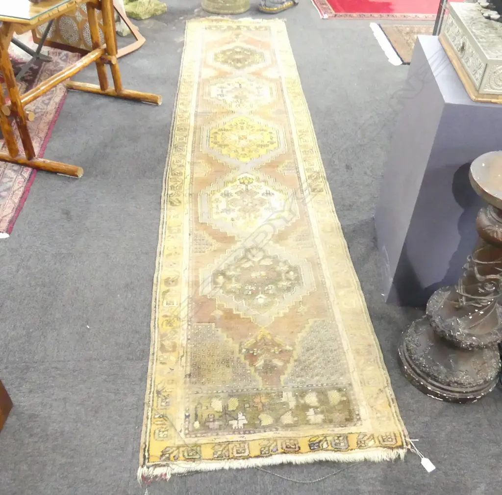 HAND KNOTTED ALL WOOL RUNNER 3500x730mm Image 1++