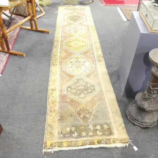 HAND KNOTTED ALL WOOL RUNNER 3500x730mm