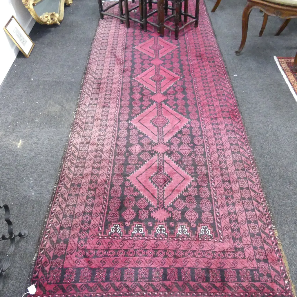 PERSIAN BELUCH HAND KNOTTED WOOL PILE RUG 2950x1060mm Image 1++