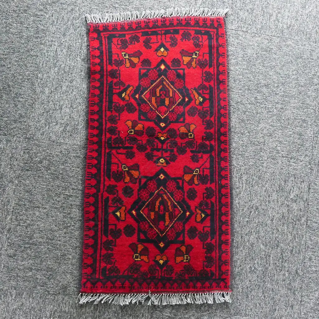 SMALL ANDKHOY RUG, TRADITIONAL COLOURS, 950 x 500mm Image 1++