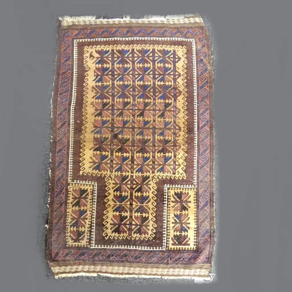 HAND KNOTTED ALL WOOL PRAYER RUG 1200x740mm Image 1++