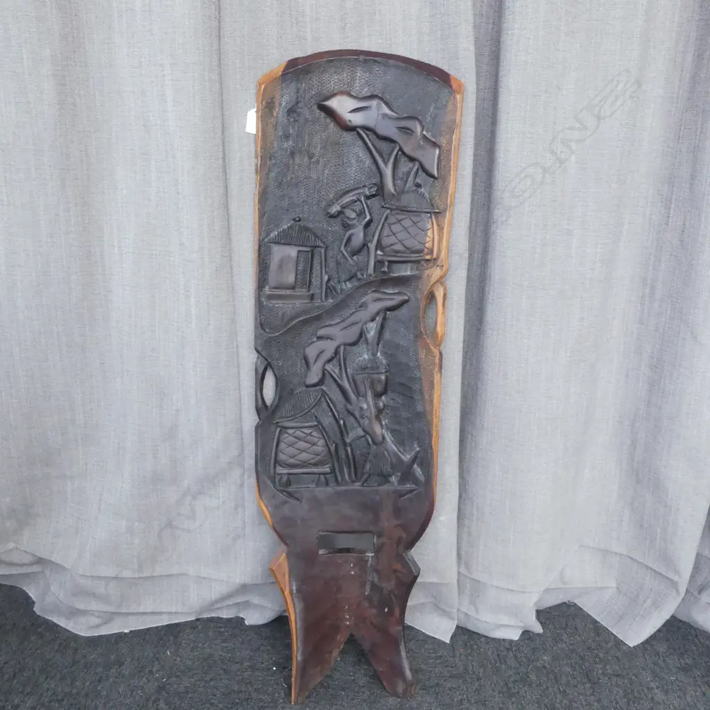 AFRICAN 2PC CARVED HARDWOOD SEAT H1030MM Image 1++