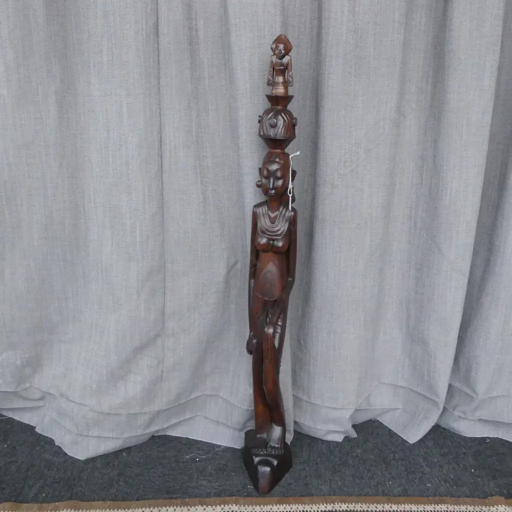 INDONESION ROSEWOOD CARVED LADY FIGURE H1130MM Image 1++