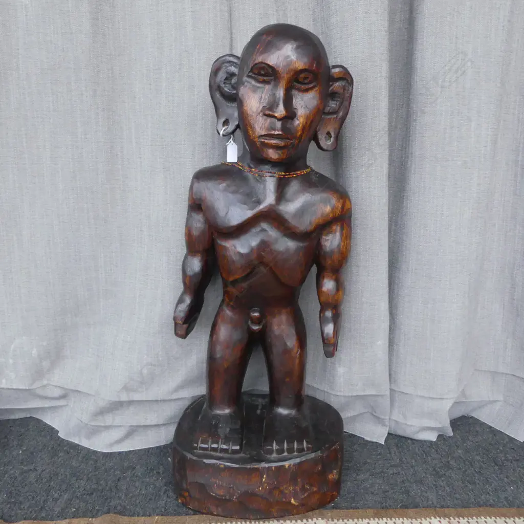 INDONESION HARDWOOD FIGURAL CARVING NAKED MAN  H910MM Image 1++