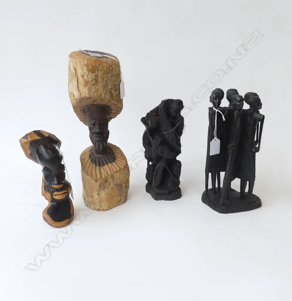 4 AFRICAN HARDWOOD CARVINGS H320MM TALLEST Image 1++
