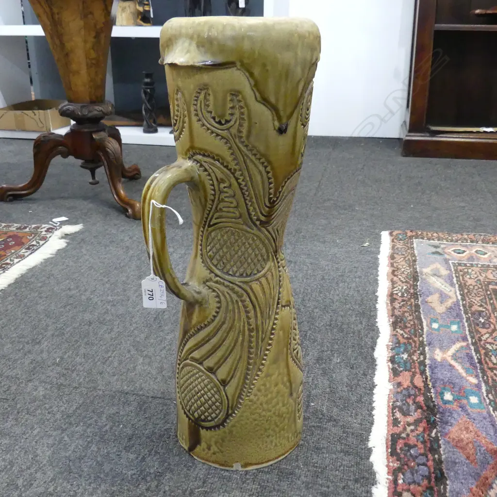 GLAZED CERAMIC TRIBAL DRUM H.470mm Image 1++