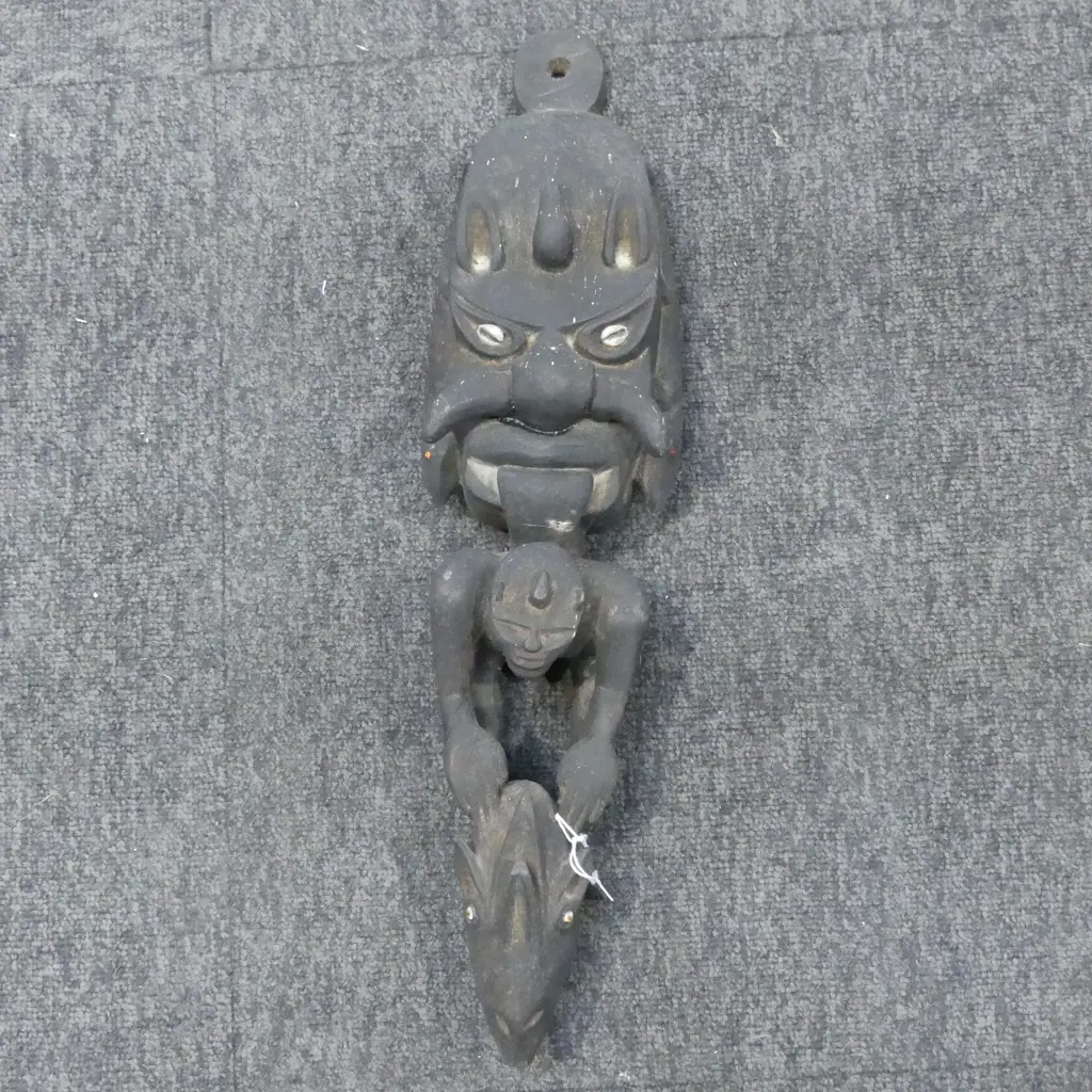 CARVED WOODEN MARAMBA CANOE PROW H.490mm Image 1++