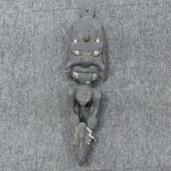 CARVED WOODEN MARAMBA CANOE PROW H.490mm