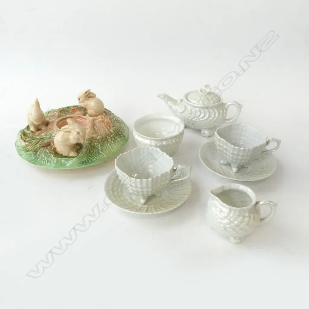 7 PCE CZECH LUSTRE TEA SET + SYLVAC BUNNY DISH, 205mm dia, FAULTS Image 1++