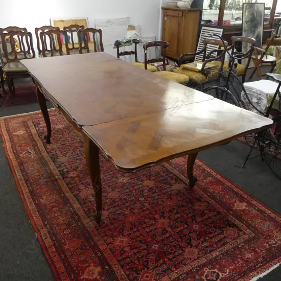 FRENCH STYLE PARQUET TOP EXTENSION DINING TABLE 2470x1000mm (1500x1000) scratches