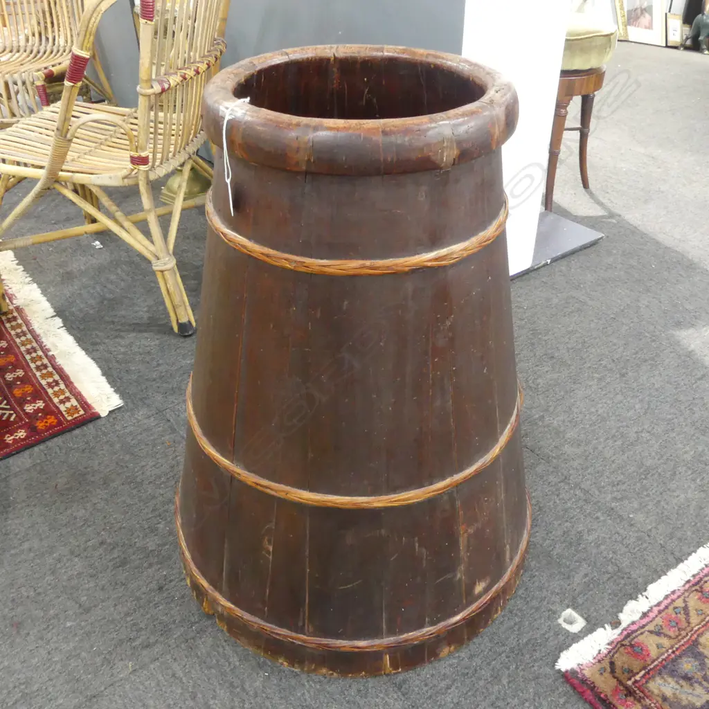 WOODEN BUCKET, TAPERING FORM H.700mm Image 1++