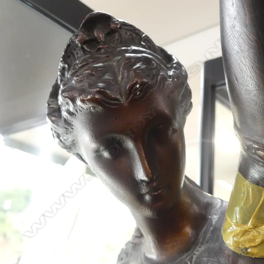 BRONZED PLASTER LAMP, CLASSICAL FIGURE ON STAND, H.2000mm FAULTS Image 1++