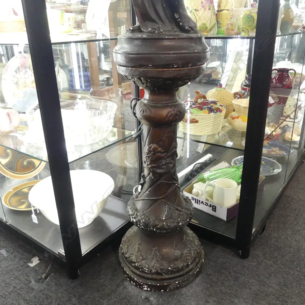 BRONZED PLASTER LAMP, CLASSICAL FIGURE ON STAND, H.2000mm FAULTS Image 1++