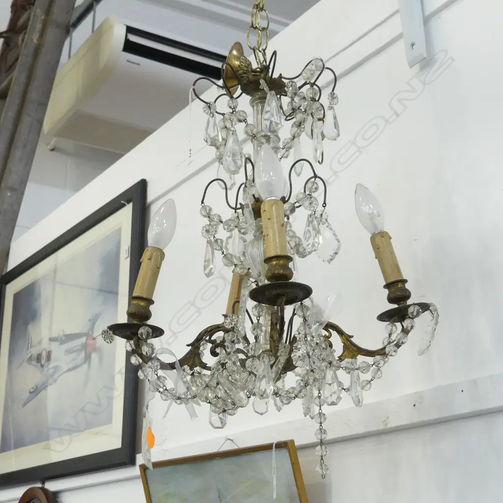 4 LIGHT CHANDELIER (RECENTLY RE-WIRED), OF FRENCH ORIGIN SOME PARTS LOOSE (ATTACHED) H.500mm Image 1++