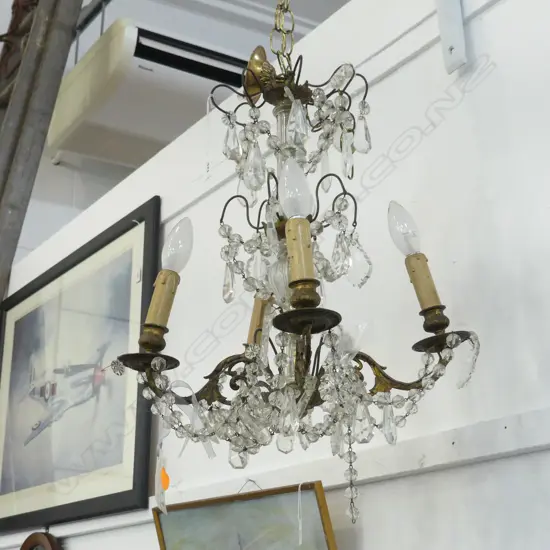 4 LIGHT CHANDELIER (RECENTLY RE-WIRED), OF FRENCH ORIGIN SOME PARTS LOOSE (ATTACHED) H.500mm